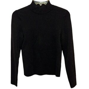 Marled Black/Silver Mock Turtleneck Sweater. Size S